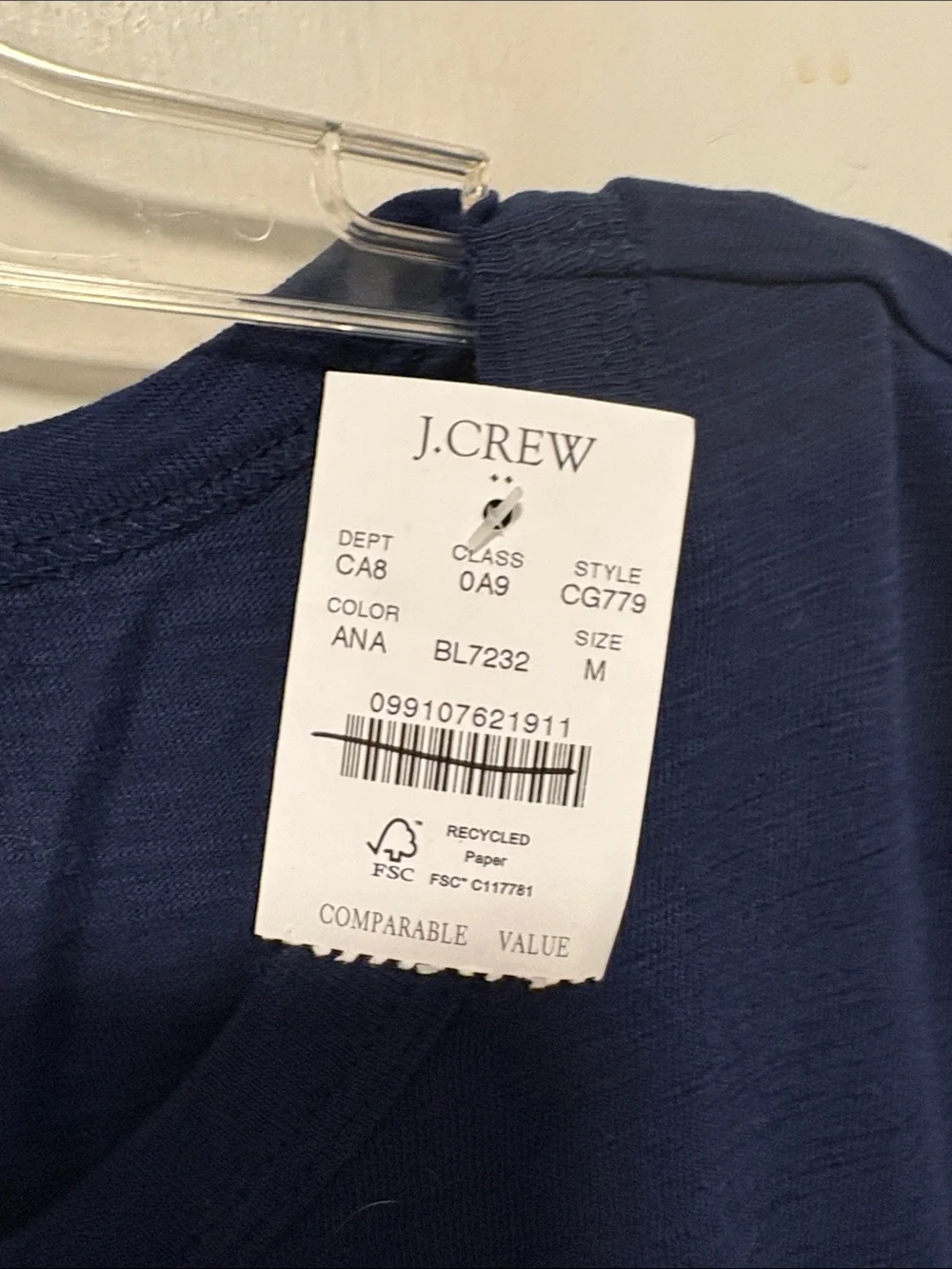 J. Crew Factory Navy Blue Girlfriend Tee Short Sleeve Crewneck Tee Medium
